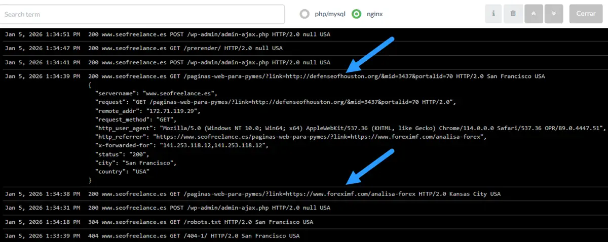 Nginx logs referrer spam